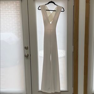 White plunging jumpsuit